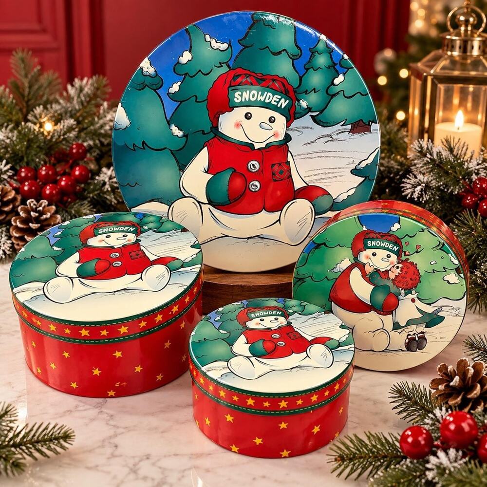 Vintage 1998 Snowden & Friends Christmas Nesting Boxes Set of 4